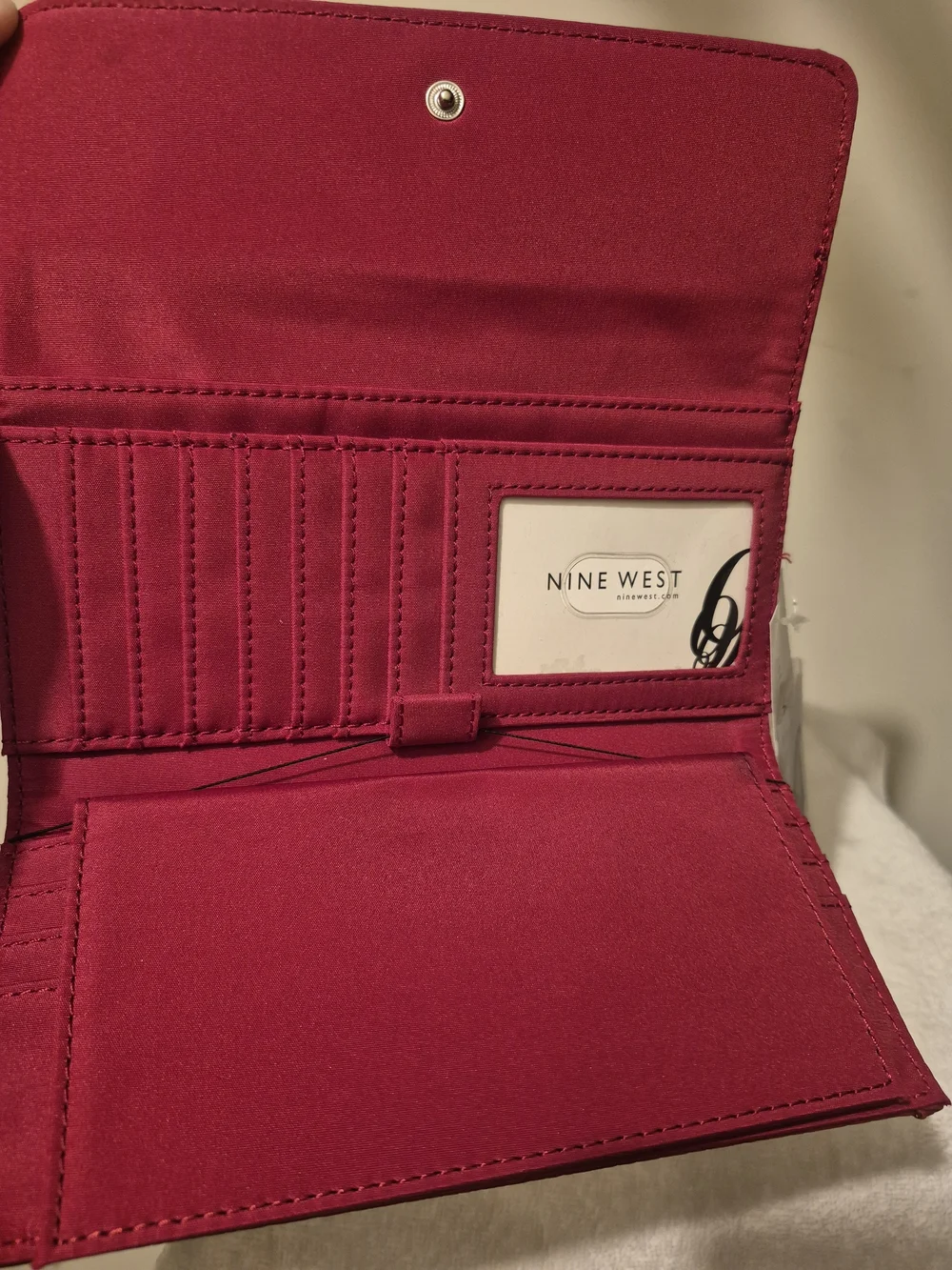 NWT Nine West Red Textured Wallet with Gold Buckle